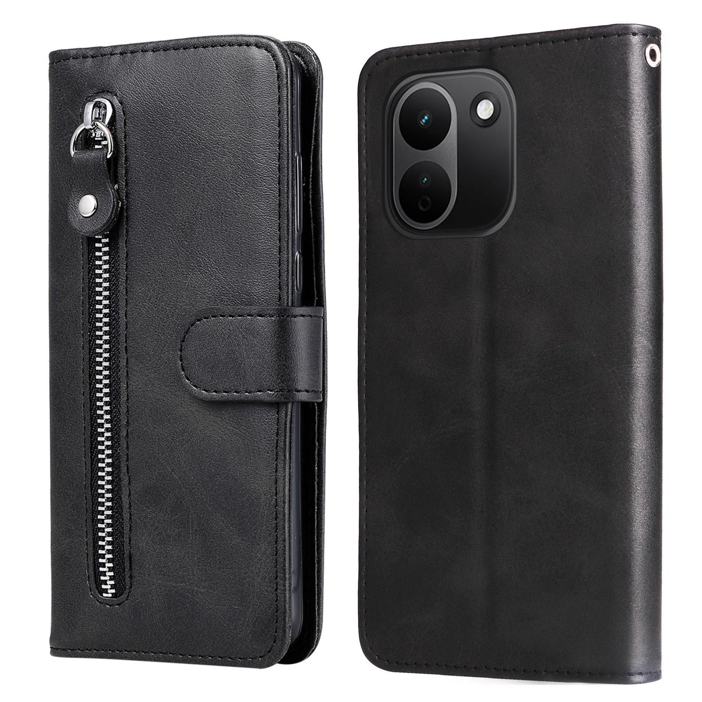 For Redmi Note 17 Pro+ 5G Global 163mm Fashion Calf Texture Zipper Leather Phone Case(Black)