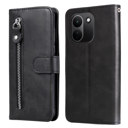 For Redmi Note 17 Pro+ 5G Global 163mm Fashion Calf Texture Zipper Leather Phone Case(Black)