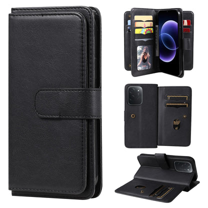 For Xiaomi Poco C95 Pro Multi-Function Wallet 10 Card Slots Leather Phone Case(Black)
