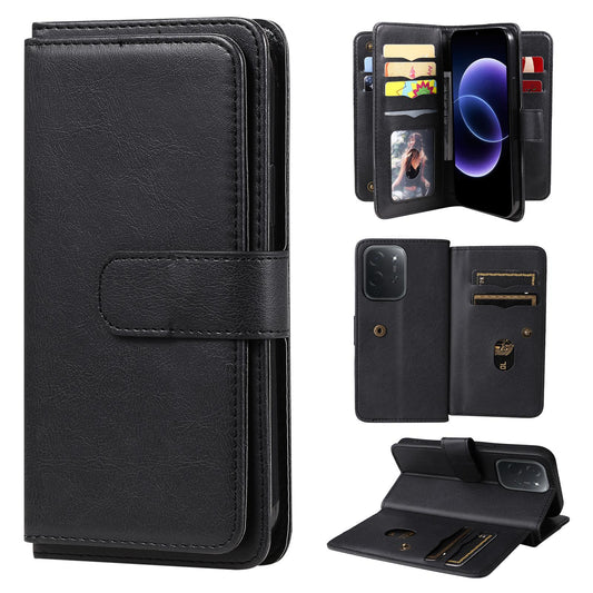 For Xiaomi Poco C95 Pro Multi-Function Wallet 10 Card Slots Leather Phone Case(Black)