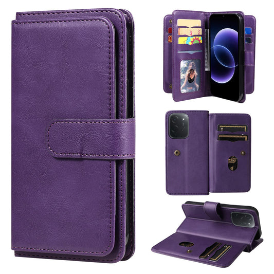 For Xiaomi Poco C95 Pro Multi-Function Wallet 10 Card Slots Leather Phone Case(Violet)