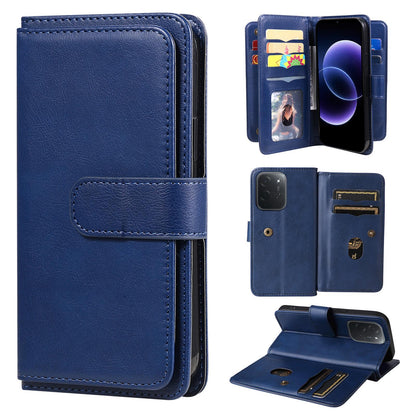 For Xiaomi Poco C95 Pro Multi-Function Wallet 10 Card Slots Leather Phone Case(Dark Blue)