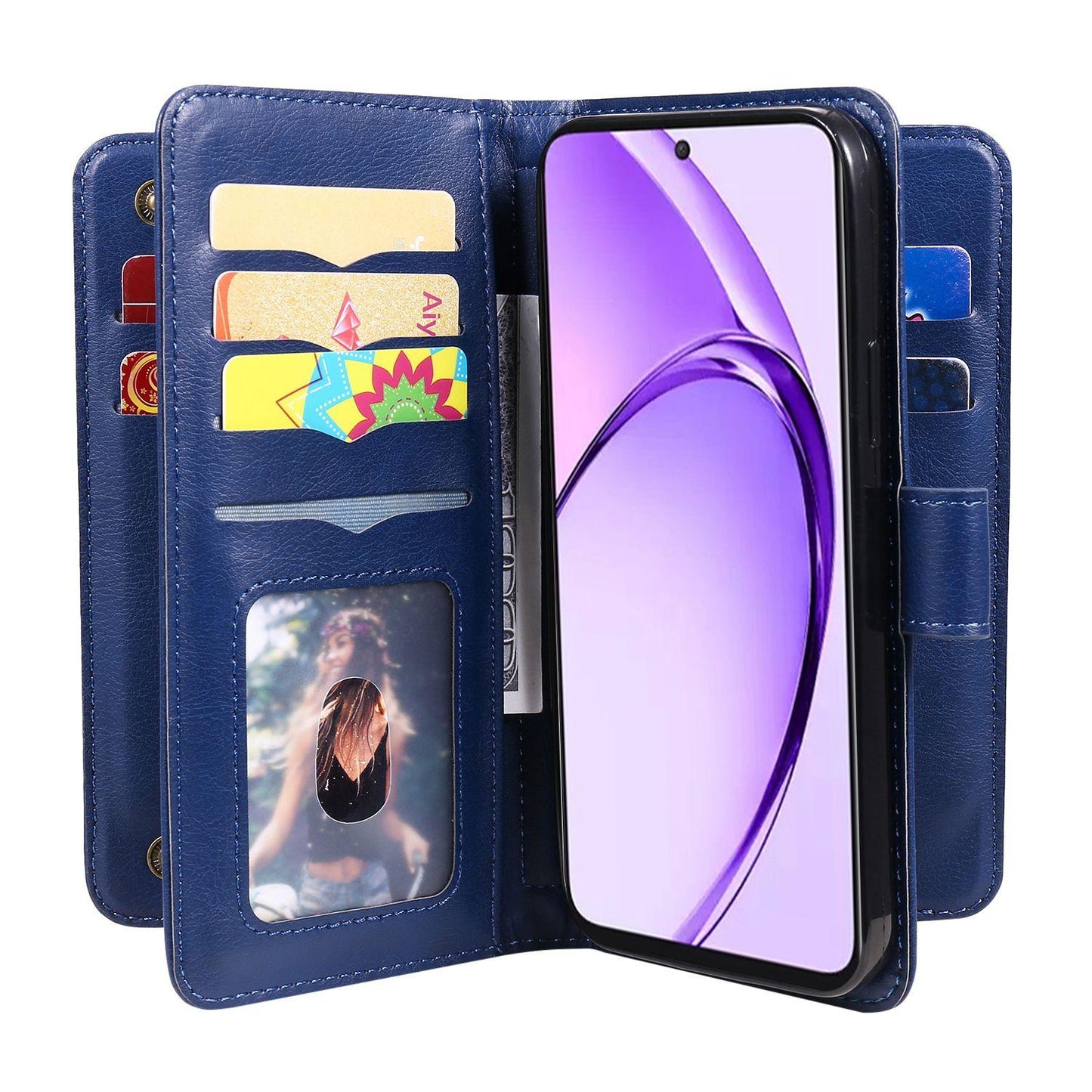 For Xiaomi Poco C95 Pro Multi-Function Wallet 10 Card Slots Leather Phone Case(Dark Blue)