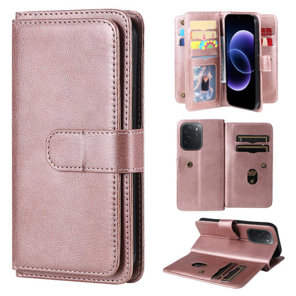 For Xiaomi Poco C95 Pro Multi-Function Wallet 10 Card Slots Leather Phone Case(Rose Gold)