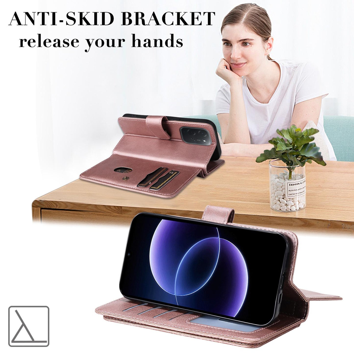 For Xiaomi Poco C95 Pro Multi-Function Wallet 10 Card Slots Leather Phone Case(Rose Gold)