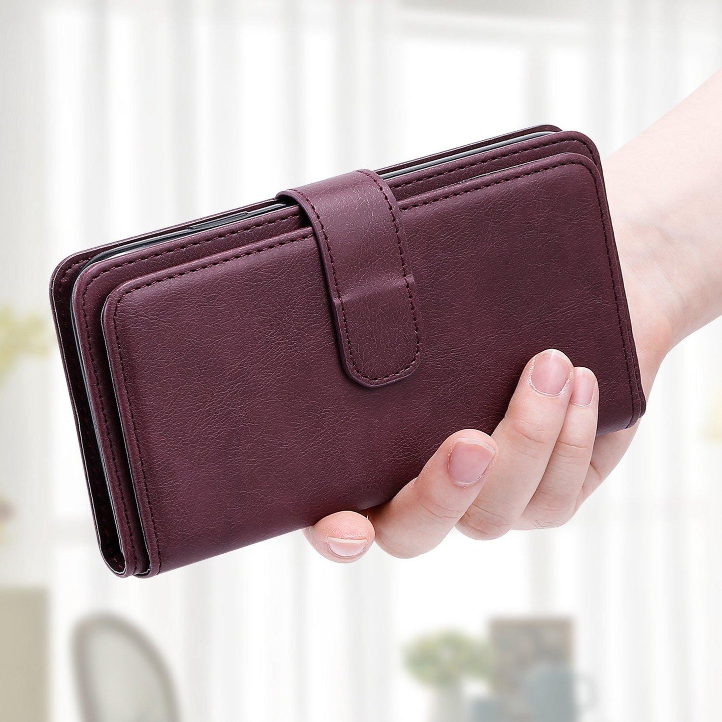 For Redmi 17 5G / 4G Global 170mm Multi-Function Wallet 10 Card Slots Leather Phone Case(Claret)
