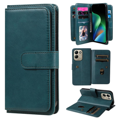 For Redmi 17 5G / 4G Global 170mm Multi-Function Wallet 10 Card Slots Leather Phone Case(Dark Green)