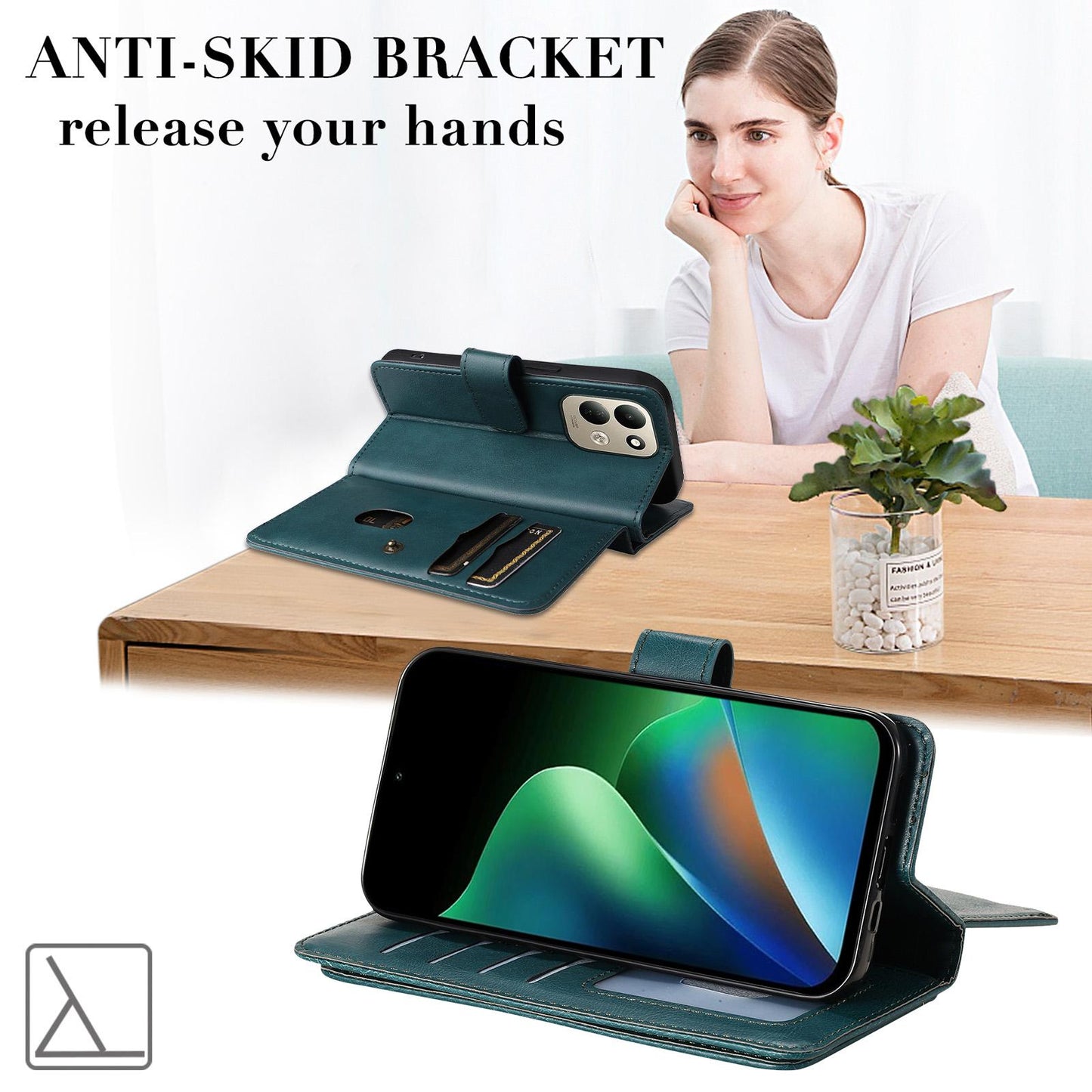 For Redmi 17 5G / 4G Global 170mm Multi-Function Wallet 10 Card Slots Leather Phone Case(Dark Green)