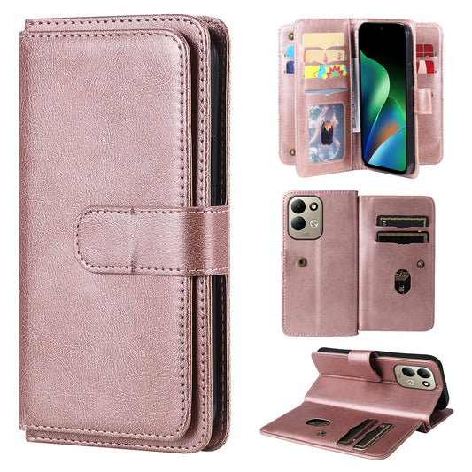 For Redmi 17 5G / 4G Global 170mm Multi-Function Wallet 10 Card Slots Leather Phone Case(Rose Gold)