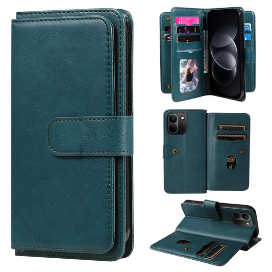 For Redmi Note 17 Pro+ 5G Global 163mm Multi-Function Wallet 10 Card Slots Leather Phone Case(Dark Green)