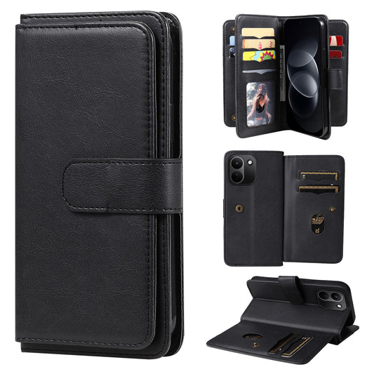 For Redmi Note 17 Pro+ 5G Global 163mm Multi-Function Wallet 10 Card Slots Leather Phone Case(Black)