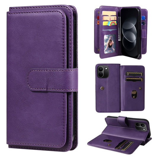 For Redmi Note 17 Pro+ 5G Global 163mm Multi-Function Wallet 10 Card Slots Leather Phone Case(Violet)