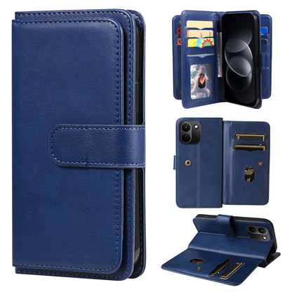 For Redmi Note 17 Pro+ 5G Global 163mm Multi-Function Wallet 10 Card Slots Leather Phone Case(Dark Blue)