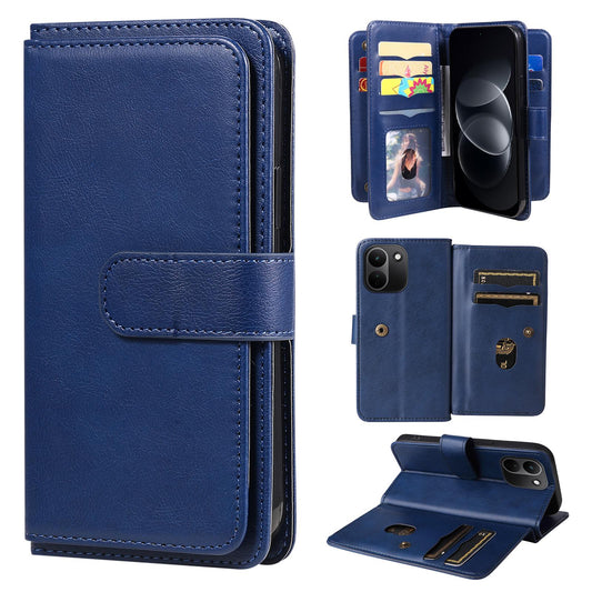 For Redmi Note 17 Pro+ 5G Global 163mm Multi-Function Wallet 10 Card Slots Leather Phone Case(Dark Blue)