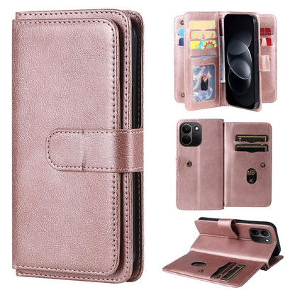 For Redmi Note 17 Pro+ 5G Global 163mm Multi-Function Wallet 10 Card Slots Leather Phone Case(Rose Gold)