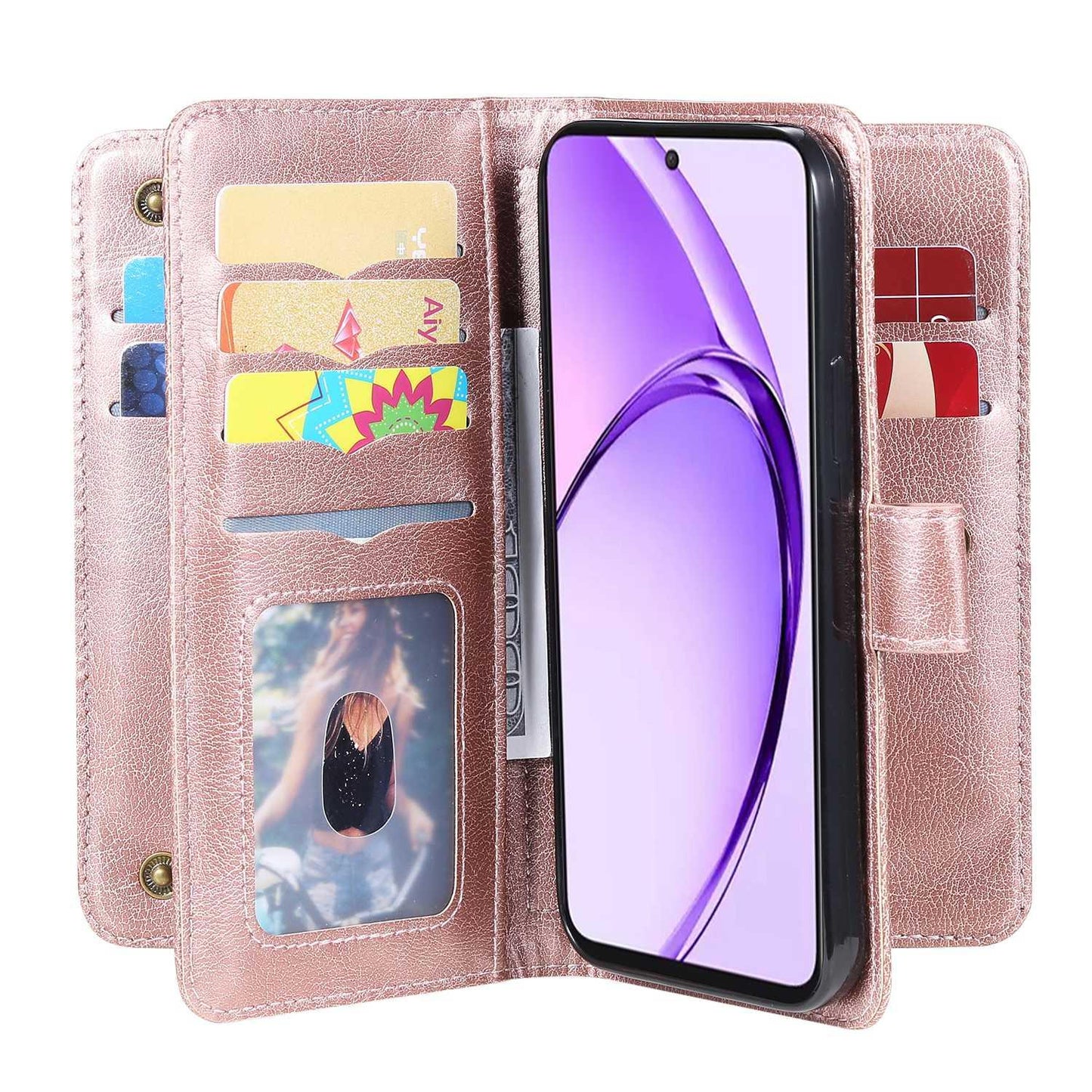 For Redmi Note 17 Pro+ 5G Global 163mm Multi-Function Wallet 10 Card Slots Leather Phone Case(Rose Gold)