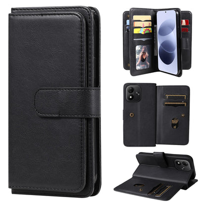 For Redmi Note 17 5G/4G Global 171mm Multi-Function Wallet 10 Card Slots Leather Phone Case(Black)