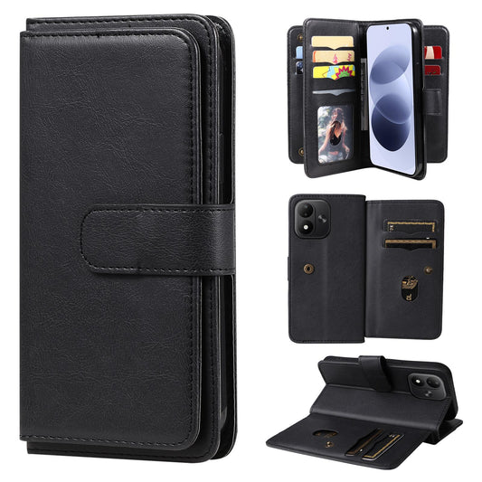 For Redmi Note 17 5G/4G Global 171mm Multi-Function Wallet 10 Card Slots Leather Phone Case(Black)