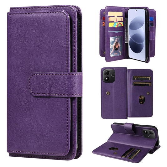 For Redmi Note 17 5G/4G Global 171mm Multi-Function Wallet 10 Card Slots Leather Phone Case(Violet)