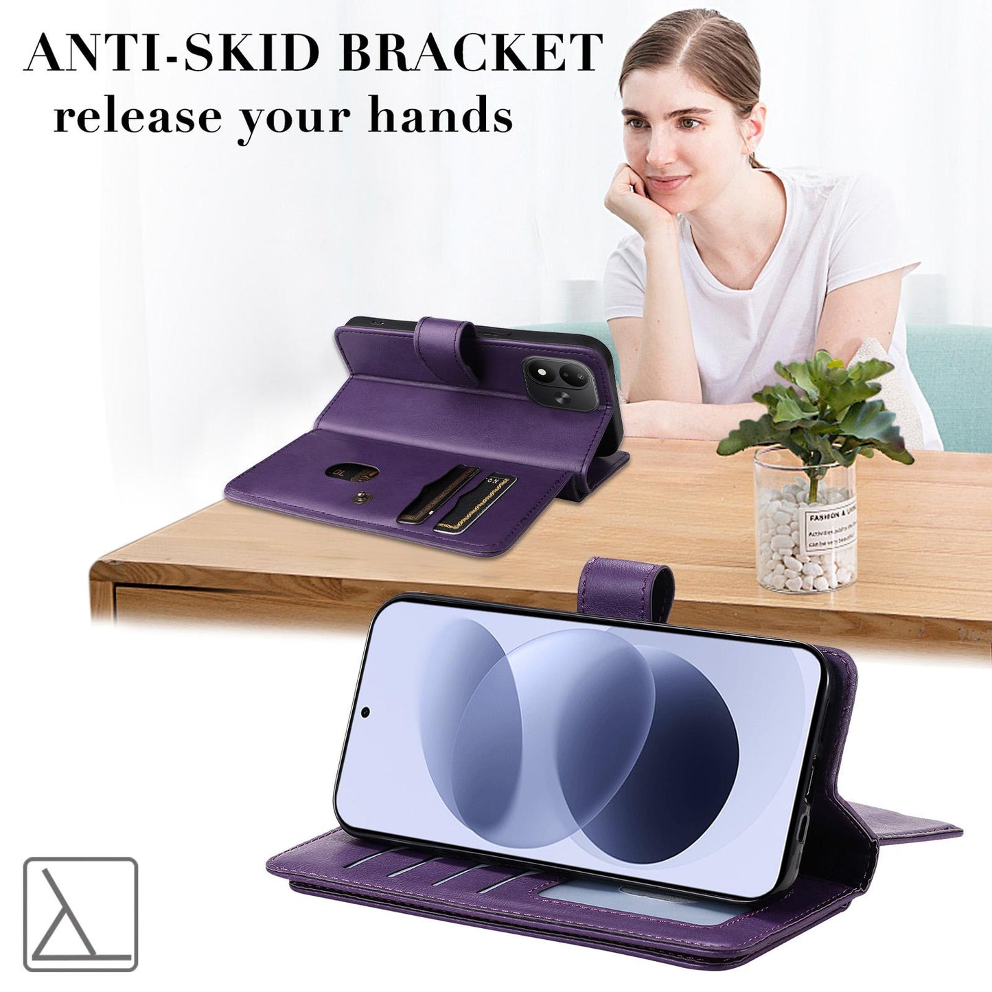 For Redmi Note 17 5G/4G Global 171mm Multi-Function Wallet 10 Card Slots Leather Phone Case(Violet)