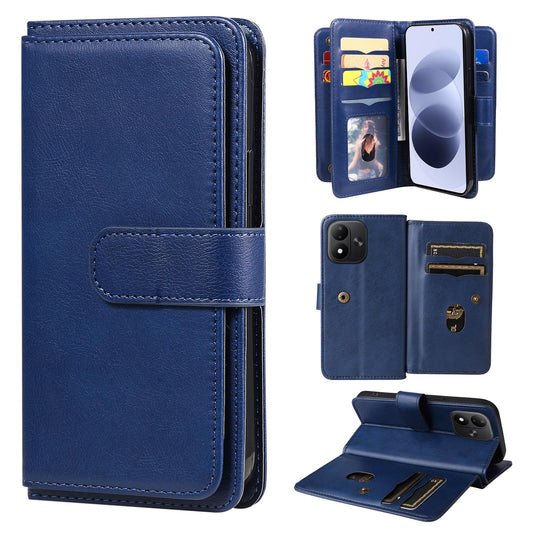 For Redmi Note 17 5G/4G Global 171mm Multi-Function Wallet 10 Card Slots Leather Phone Case(Dark Blue)