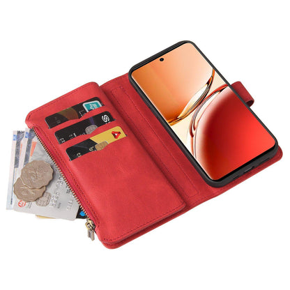 For Xiaomi Poco C95 Pro Skin Feel Multi Card Slots Zipper Wallet Leather Phone Case(Red)