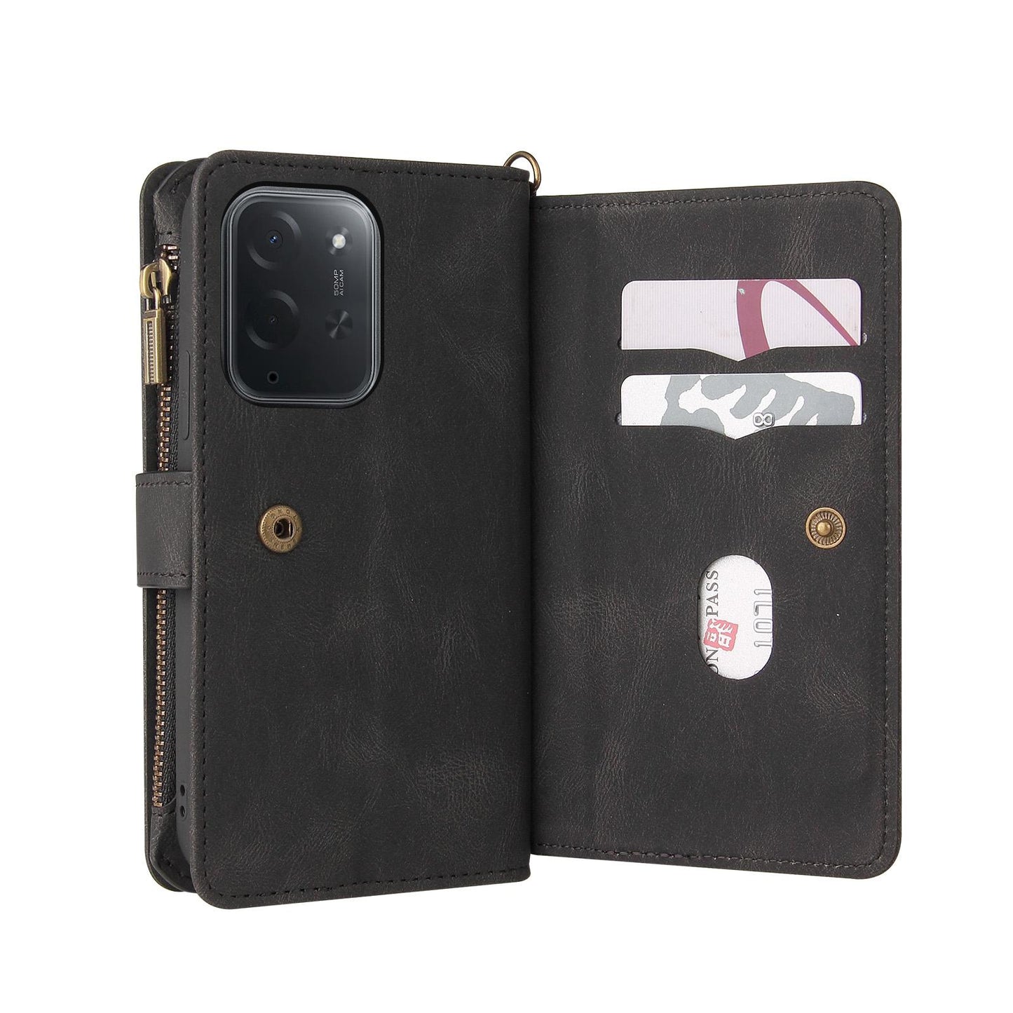 For Xiaomi Poco C95 Pro Skin Feel Multi Card Slots Zipper Wallet Leather Phone Case(Black)