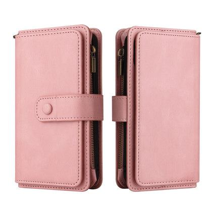 For Xiaomi Poco C95 Pro Skin Feel Multi Card Slots Zipper Wallet Leather Phone Case(Pink)