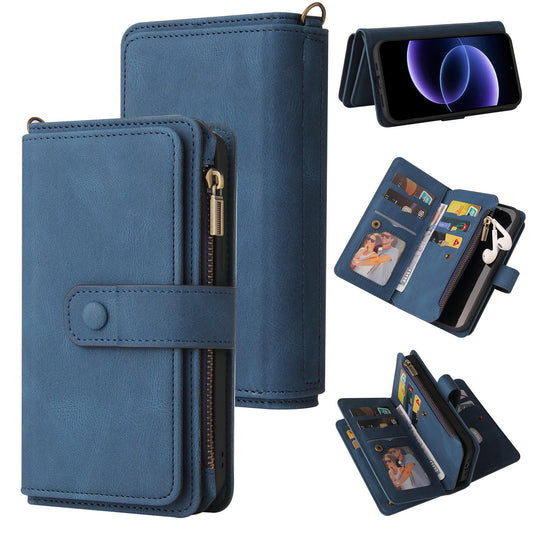For Xiaomi Poco C95 Pro Skin Feel Multi Card Slots Zipper Wallet Leather Phone Case(Blue)