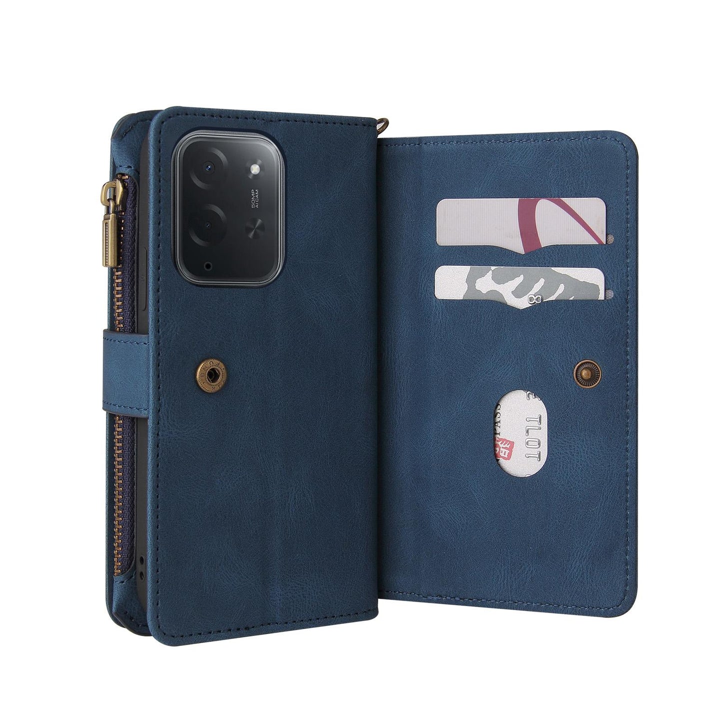 For Xiaomi Poco C95 Pro Skin Feel Multi Card Slots Zipper Wallet Leather Phone Case(Blue)