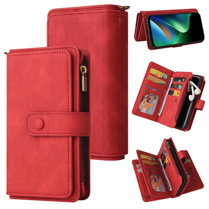 For Redmi 17 5G / 4G Global 170mm Skin Feel Multi Card Slots Zipper Wallet Leather Phone Case(Red)
