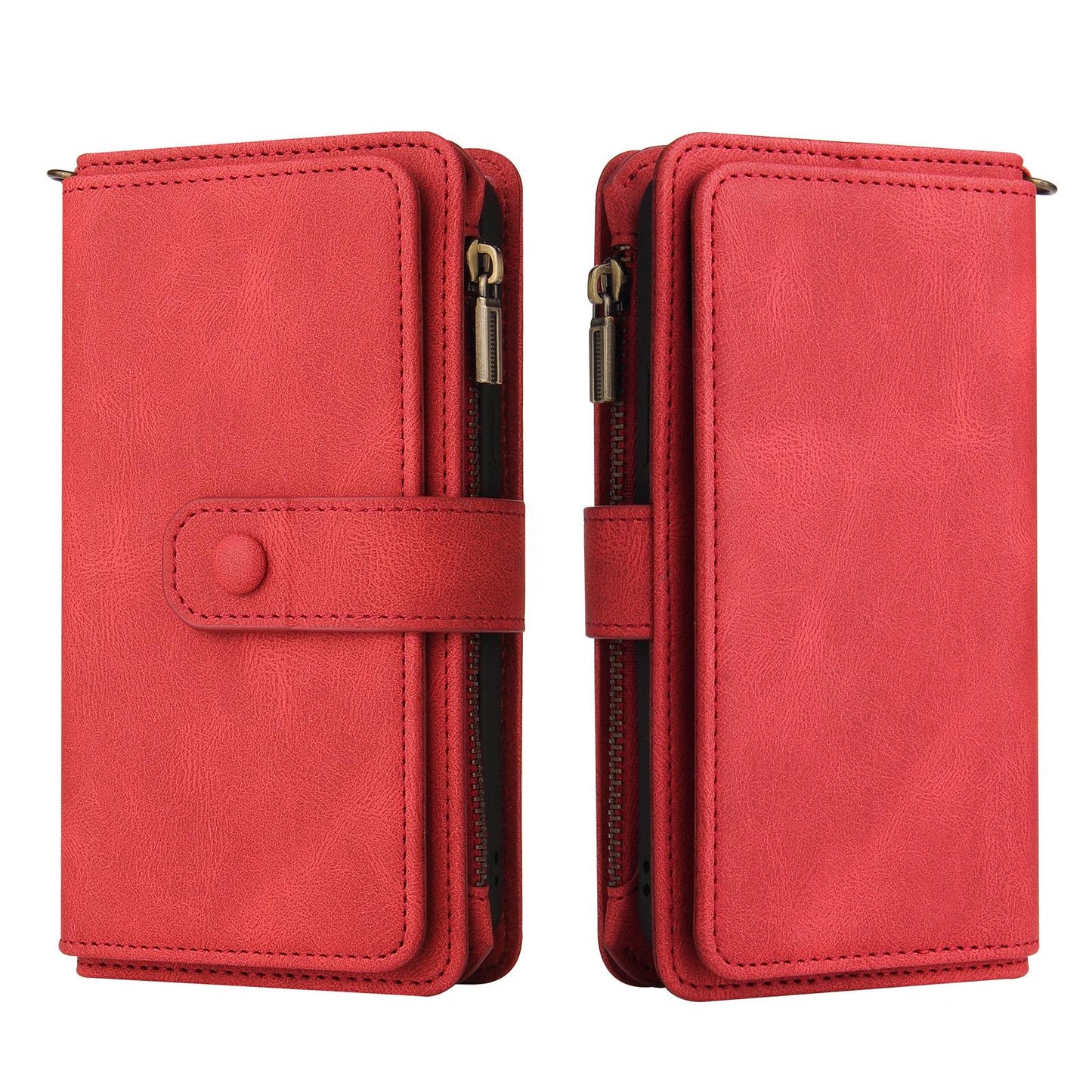 For Redmi 17 5G / 4G Global 170mm Skin Feel Multi Card Slots Zipper Wallet Leather Phone Case(Red)