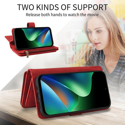For Redmi 17 5G / 4G Global 170mm Skin Feel Multi Card Slots Zipper Wallet Leather Phone Case(Red)