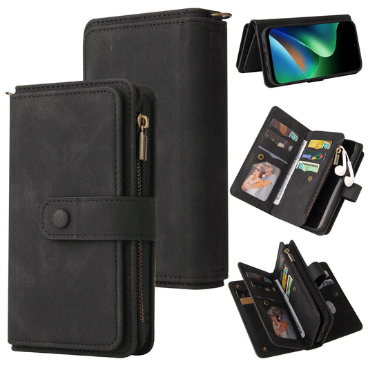 For Redmi 17 5G / 4G Global 170mm Skin Feel Multi Card Slots Zipper Wallet Leather Phone Case(Black)