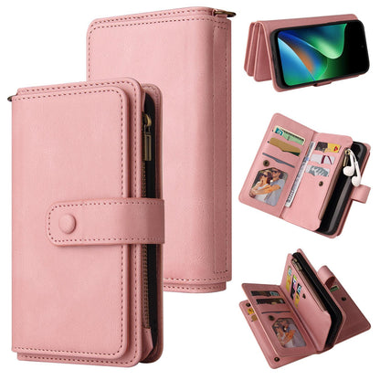 For Redmi 17 5G / 4G Global 170mm Skin Feel Multi Card Slots Zipper Wallet Leather Phone Case(Pink)