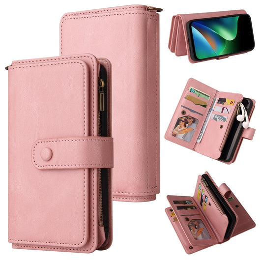 For Redmi 17 5G / 4G Global 170mm Skin Feel Multi Card Slots Zipper Wallet Leather Phone Case(Pink)