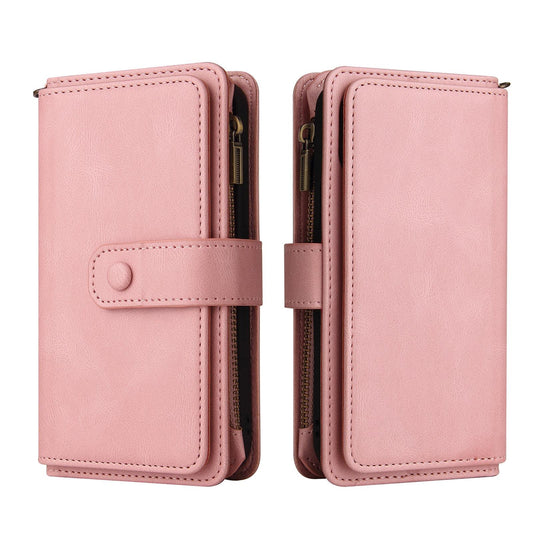 For Redmi 17 5G / 4G Global 170mm Skin Feel Multi Card Slots Zipper Wallet Leather Phone Case(Pink)