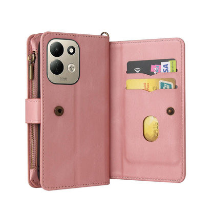 For Redmi 17 5G / 4G Global 170mm Skin Feel Multi Card Slots Zipper Wallet Leather Phone Case(Pink)