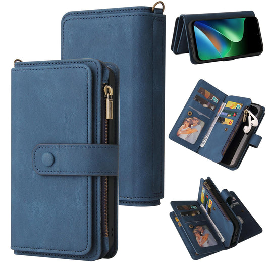 For Redmi 17 5G / 4G Global 170mm Skin Feel Multi Card Slots Zipper Wallet Leather Phone Case(Blue)