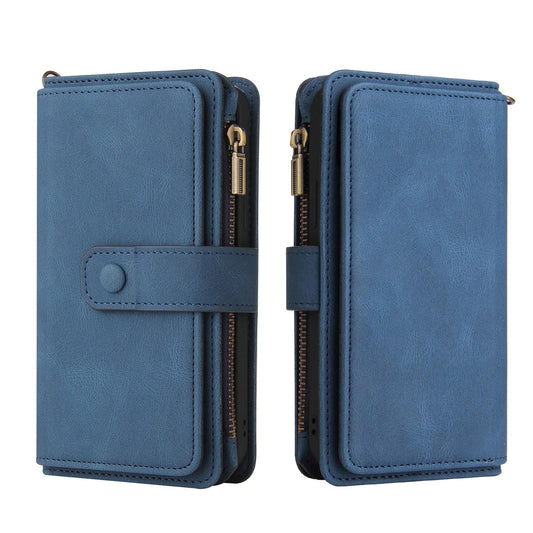 For Redmi 17 5G / 4G Global 170mm Skin Feel Multi Card Slots Zipper Wallet Leather Phone Case(Blue)