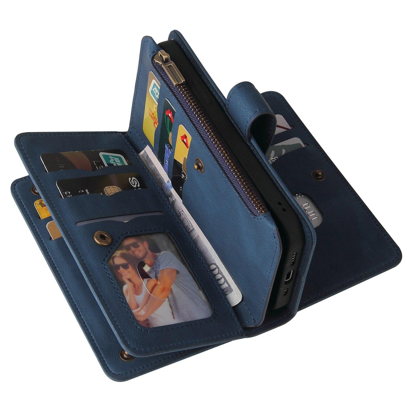 For Redmi 17 5G / 4G Global 170mm Skin Feel Multi Card Slots Zipper Wallet Leather Phone Case(Blue)