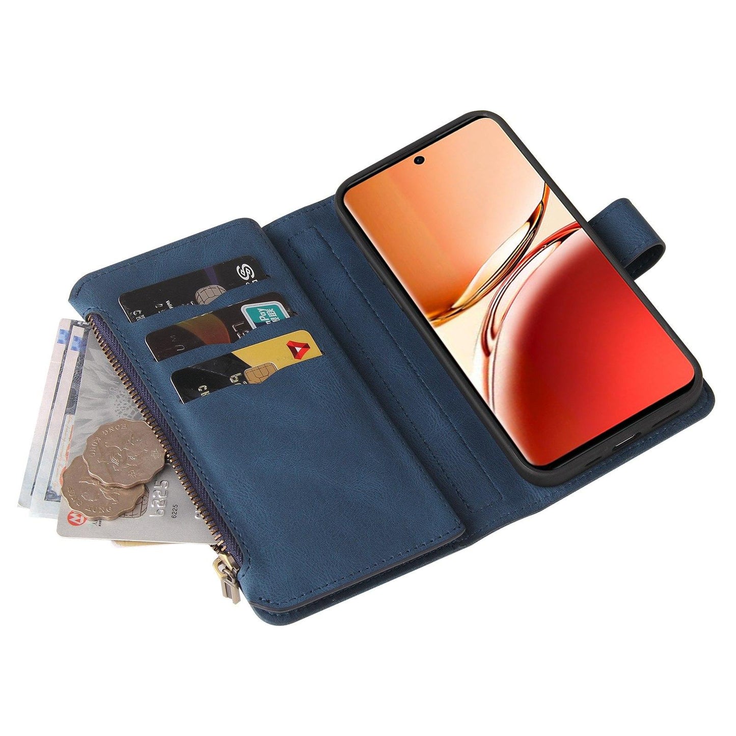 For Redmi 17 5G / 4G Global 170mm Skin Feel Multi Card Slots Zipper Wallet Leather Phone Case(Blue)