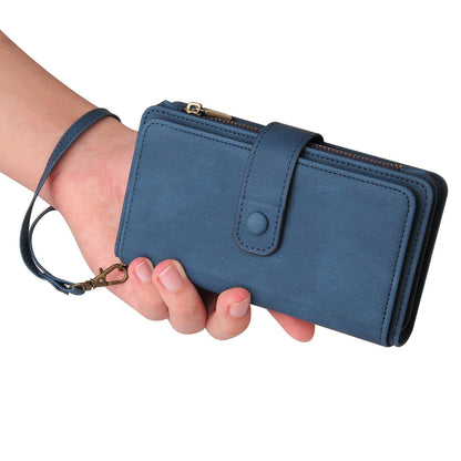 For Redmi 17 5G / 4G Global 170mm Skin Feel Multi Card Slots Zipper Wallet Leather Phone Case(Blue)