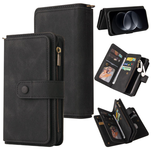 For Redmi Note 17 Pro+ 5G Global 163mm Skin Feel Multi Card Slots Zipper Wallet Leather Phone Case(Black)