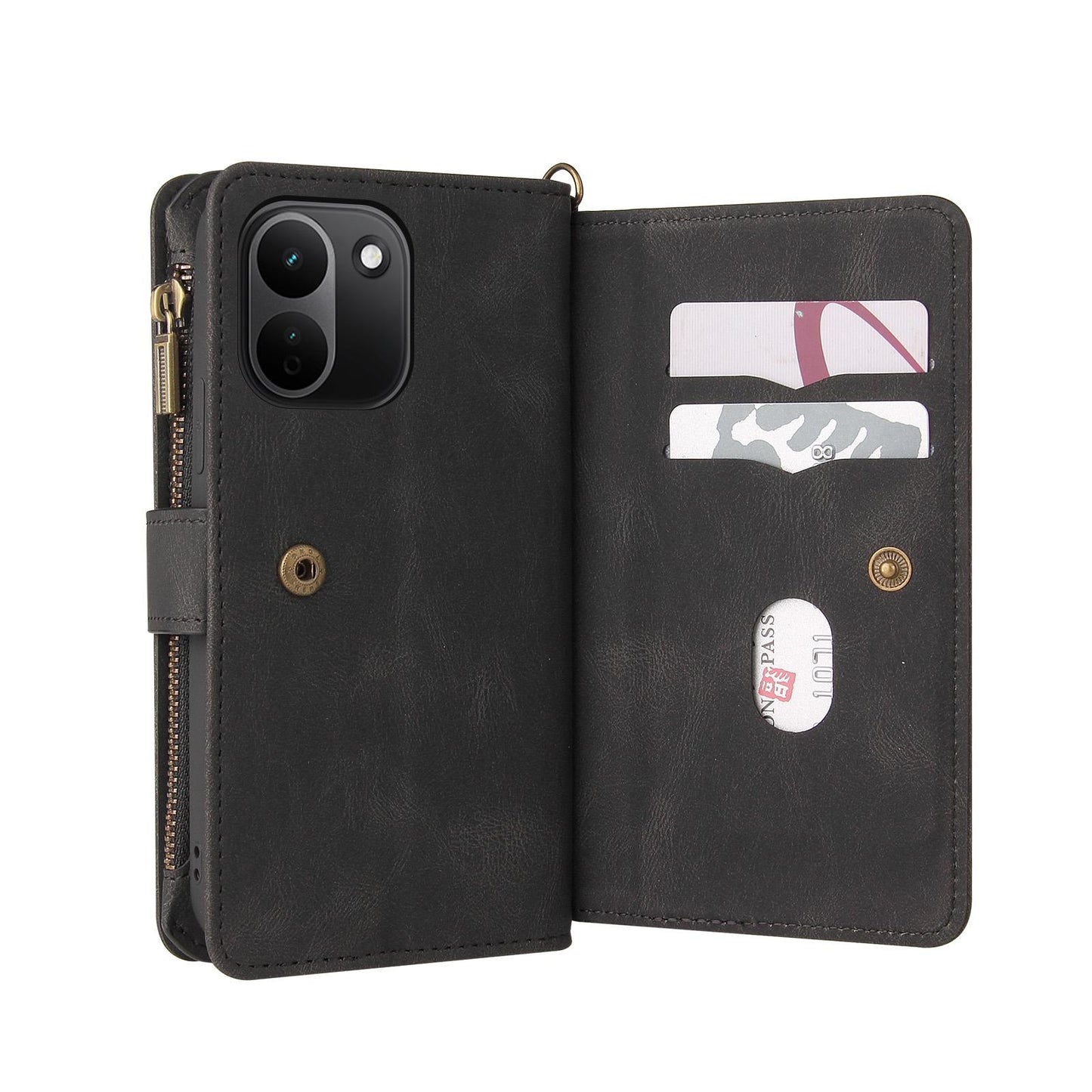 For Redmi Note 17 Pro+ 5G Global 163mm Skin Feel Multi Card Slots Zipper Wallet Leather Phone Case(Black)