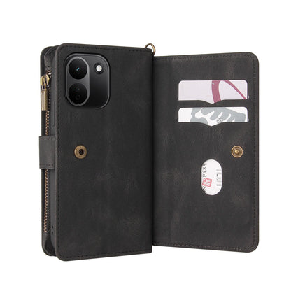 For Redmi Note 17 Pro+ 5G Global 163mm Skin Feel Multi Card Slots Zipper Wallet Leather Phone Case(Black)