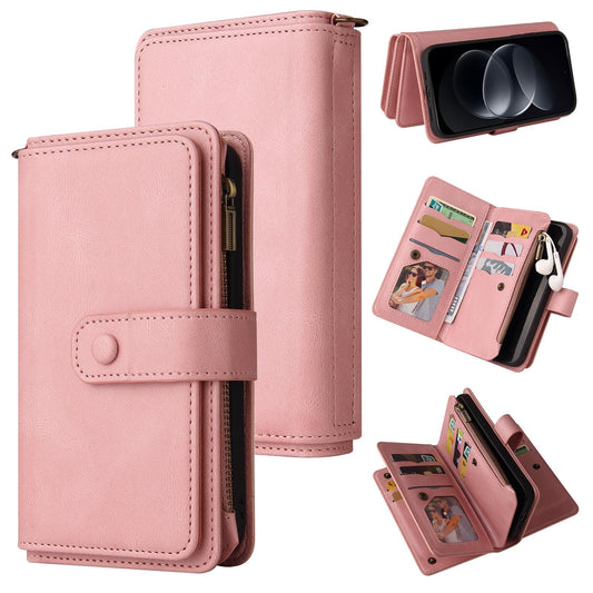 For Redmi Note 17 Pro+ 5G Global 163mm Skin Feel Multi Card Slots Zipper Wallet Leather Phone Case(Pink)