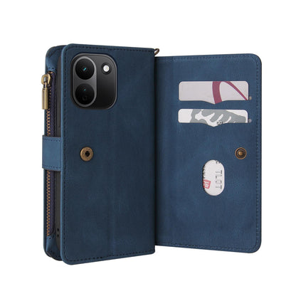 For Redmi Note 17 Pro+ 5G Global 163mm Skin Feel Multi Card Slots Zipper Wallet Leather Phone Case(Blue)