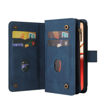 For Redmi Note 17 Pro+ 5G Global 163mm Skin Feel Multi Card Slots Zipper Wallet Leather Phone Case(Blue)