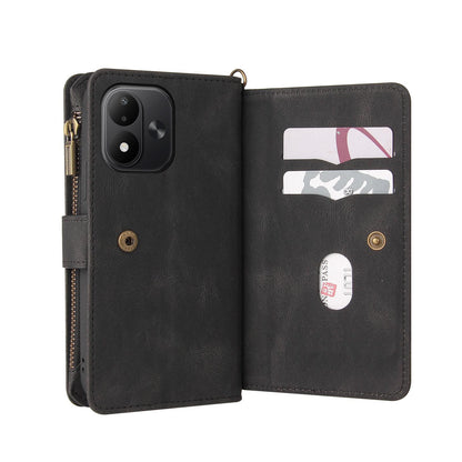 For Redmi Note 17 5G/4G Global 171mm Skin Feel Multi Card Slots Zipper Wallet Leather Phone Case(Black)